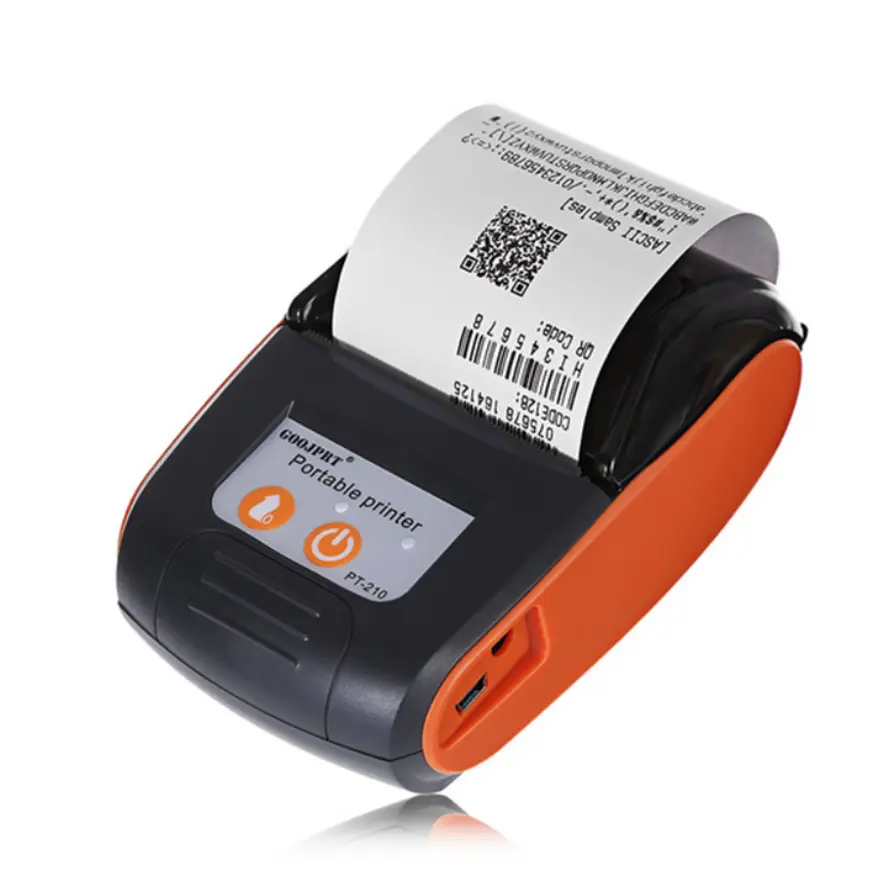 Picture of Thermal Receipt Printer, 58mm | Portable 2-inch POS with USB + Bluetooth | Compatible with Android/iOS/Windows | Ideal for Super Shops, Billing, Ticket Printing, Retail Solutions | Free Software | Nadra-PT 210(Orange)