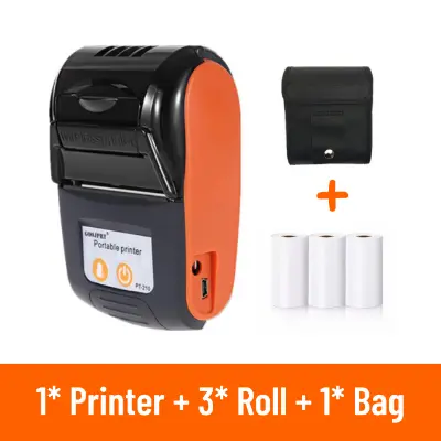 Picture of Thermal Receipt Printer, 58mm Portable POS Printer USB Bluetooth Support Android/iOS/Supermarket, Nadra-PT-210-Range-3-Rolll(Orange)
