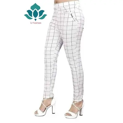 Picture of Ladies Stylish Stretchy Solid Pants for Women Girls