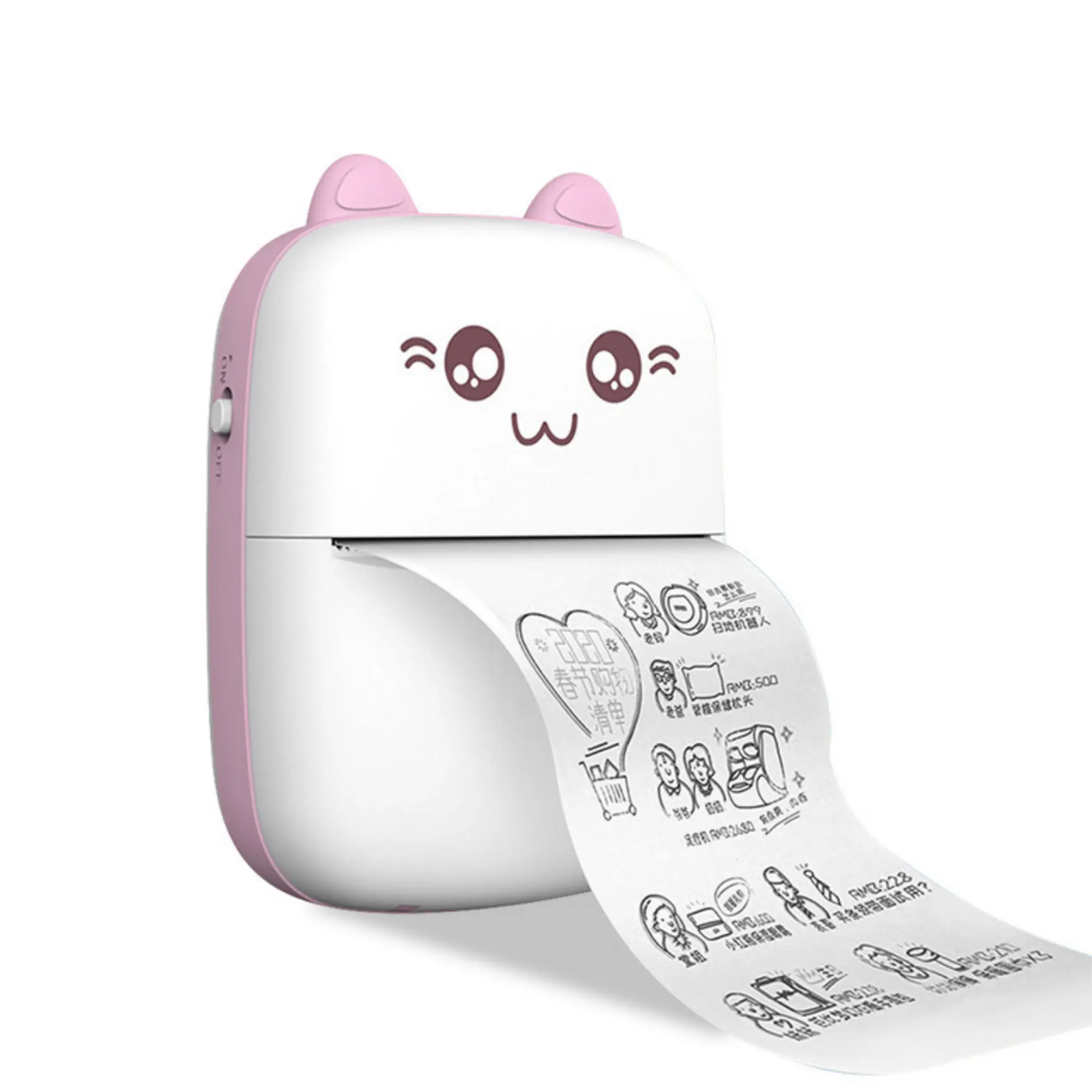 Picture of Mini Printer Wireless Bluetooth Thermal Printer Photo Label Sticker Printer Receipt Notes Printer Mobile Thermal Printer Rechargeable Pocket Printer, Nadra-C9-Mini-Pink-Blue(Pink)
