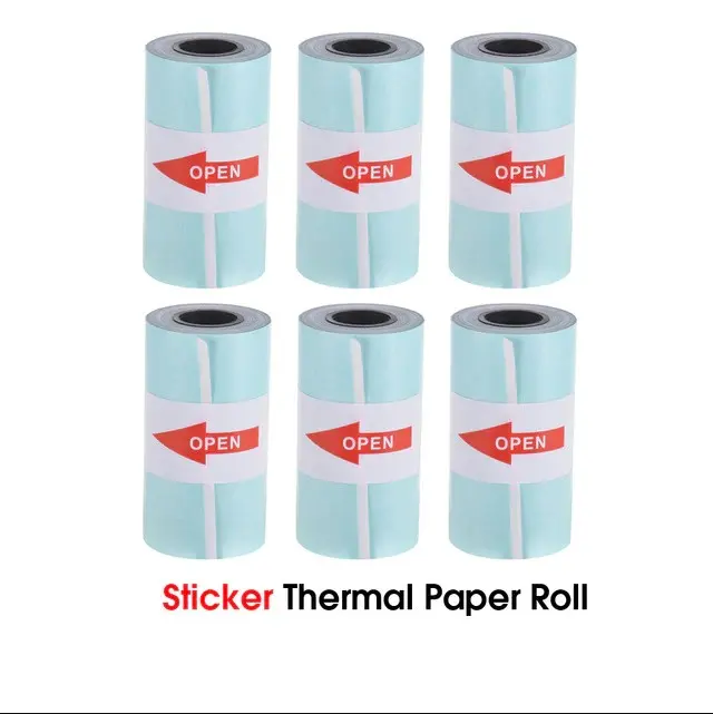 Picture of 6pcs 57*30mm thermal paper rolls for 58mm POS, Receipt, Mini Thermal Printers - White(Sticker 6 Rolls)