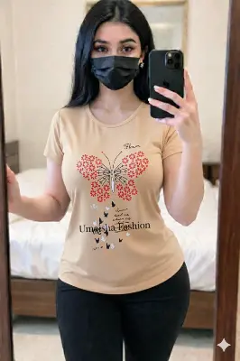 Picture of Cotton Half Sleeve Ladies Round Neck T Shirts. 🌷মেয়েদের সুতি কাপড়ের টি-শার্ট🌷