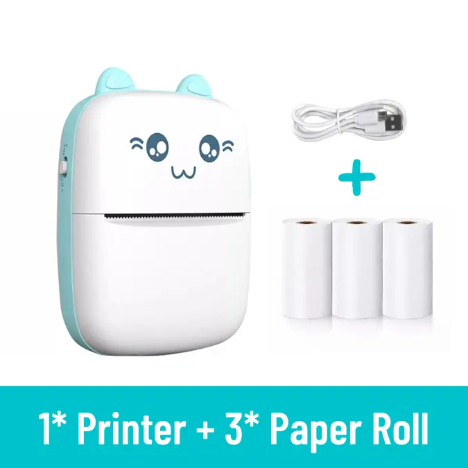 Picture of Thermal Mini Printer Label Sticker Printer Notes Printer Mobile Thermal Photo Printer Rechargeable Bluetooth Pocket Printer, Nadra-C9-Blue-Mini-3-Roll(Blue)