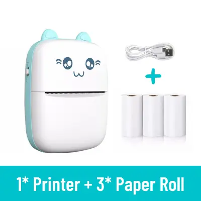 Picture of Thermal Mini Printer Label Sticker Printer Notes Printer Mobile Thermal Photo Printer Rechargeable Bluetooth Pocket Printer, Nadra-C9-Blue-Mini-3-Roll(Blue)