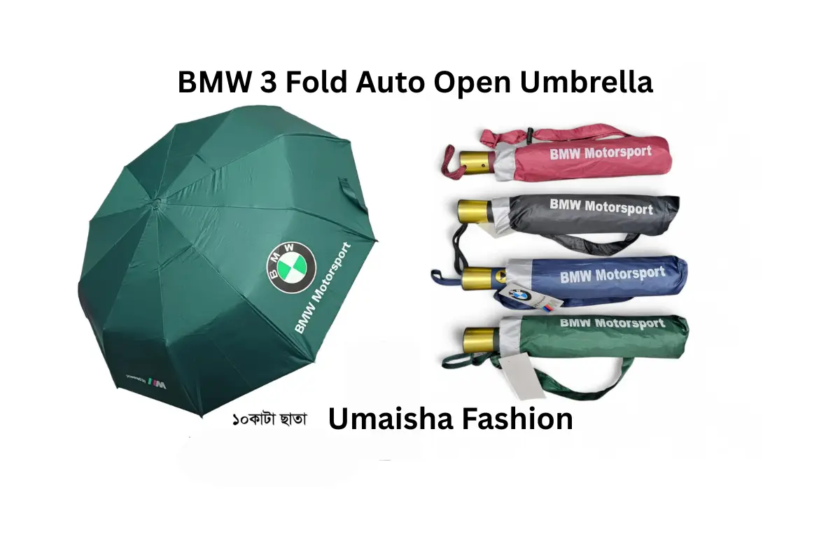 Picture of BMW Motorsport Auto Open Three Folding 10 Ribs UV Block Layer Windproof Dual Sunny and Rainy Umbrella