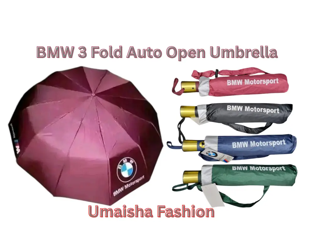 Picture of BMW Motorsport Auto Open Three Folding 10 Ribs UV Block Layer Windproof Dual Sunny and Rainy Umbrella