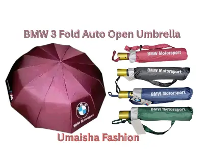 Picture of BMW Motorsport Auto Open Three Folding 10 Ribs UV Block Layer Windproof Dual Sunny and Rainy Umbrella