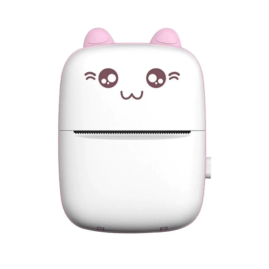 Picture of Portable Thermal Mini Printer 58mm Label Sticker Printer and Photo Printer with Wireless Bluetooth Nadra C9 Pink and Blue(Pink)