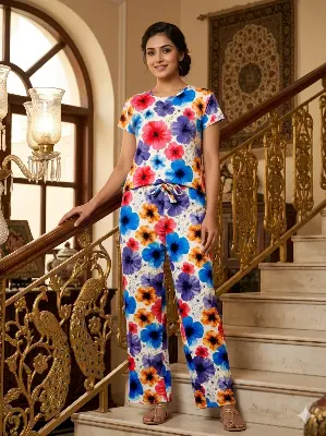 Picture of Teenager Summer Wear Printed T-shirt and Trouser Set - Fashionable and Comfortable for All Seasons