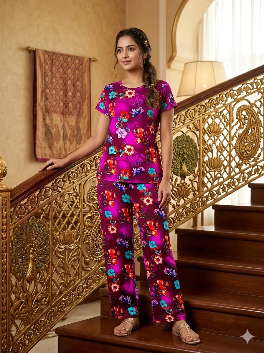 Picture of Teenager Summer Wear Printed T-shirt and Trouser Set - Fashionable and Comfortable for All Seasons