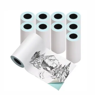Picture of 10pcs 57*30mm Thermal Paper Rolls for 58mm POS Printer, Receipt Printer, Mini Thermal Printer - White(Sticker 10 Roll)