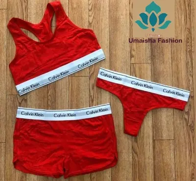 Picture of Women'S Modern Cotton Thong, Short Panty And Tops 3 Pcs Set
