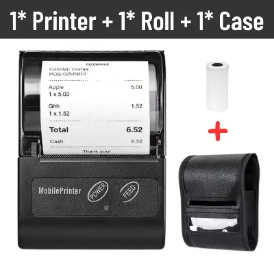 Picture of Portable POS Printer 58mm 2 inch Thermal Receipt Printer Bluetooth Pocket Printer | Cash Drawer Compatible | Support iOS, Android, Computer, Laptop | POS Printer for Restaurant Bill, Ticket, Token, Label Printing(MTP 2 Black)