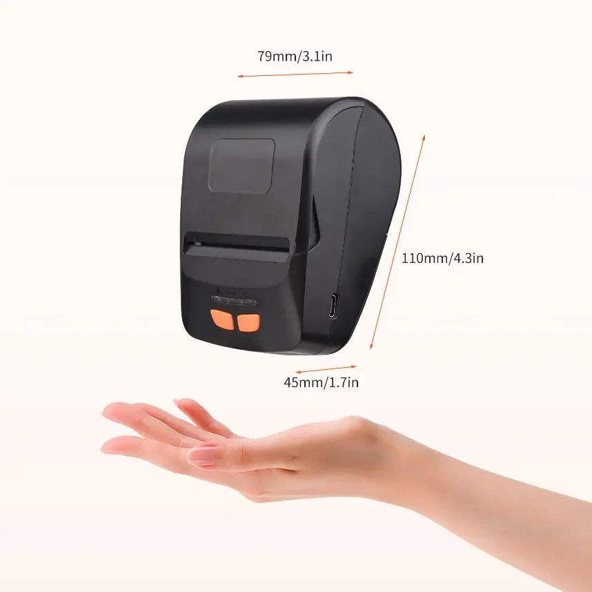 Picture of Portable POS Printer 58mm 2 inch Thermal Receipt Printer Bluetooth Pocket Printer | Cash Drawer Compatible | Support iOS, Android, Computer, Laptop | POS Printer for Restaurant Bill, Ticket, Token, Label Printing(PT 230 Black)