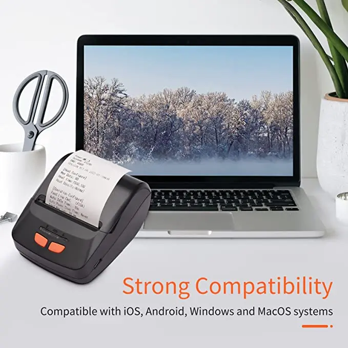 Picture of Portable POS Printer 58mm 2 inch Thermal Receipt Printer Bluetooth Pocket Printer | Cash Drawer Compatible | Support iOS, Android, Computer, Laptop | POS Printer for Restaurant Bill, Ticket, Token, Label Printing(PT 230 Black)