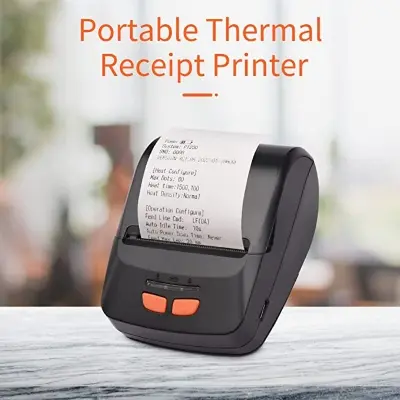 Picture of Portable POS Printer 58mm 2 inch Thermal Receipt Printer Bluetooth Pocket Printer | Cash Drawer Compatible | Support iOS, Android, Computer, Laptop | POS Printer for Restaurant Bill, Ticket, Token, Label Printing(PT 230 Black)