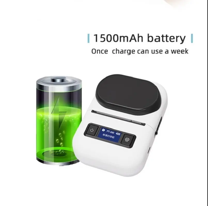 Picture of Portable POS Printer 58mm 2 inch Thermal Receipt Printer Bluetooth Pocket Printer | Cash Drawer Compatible | Support iOS, Android, Computer, Laptop | POS Printer for Restaurant Bill, Ticket, Token, Label Printing(PT 260)