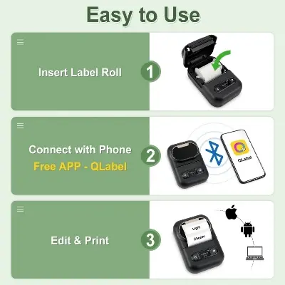 Picture of Portable POS Printer 58mm 2 inch Thermal Receipt Printer Bluetooth Pocket Printer | Cash Drawer Compatible | Support iOS, Android, Computer, Laptop | POS Printer for Restaurant Bill, Ticket, Token, Label Printing(PT 260)