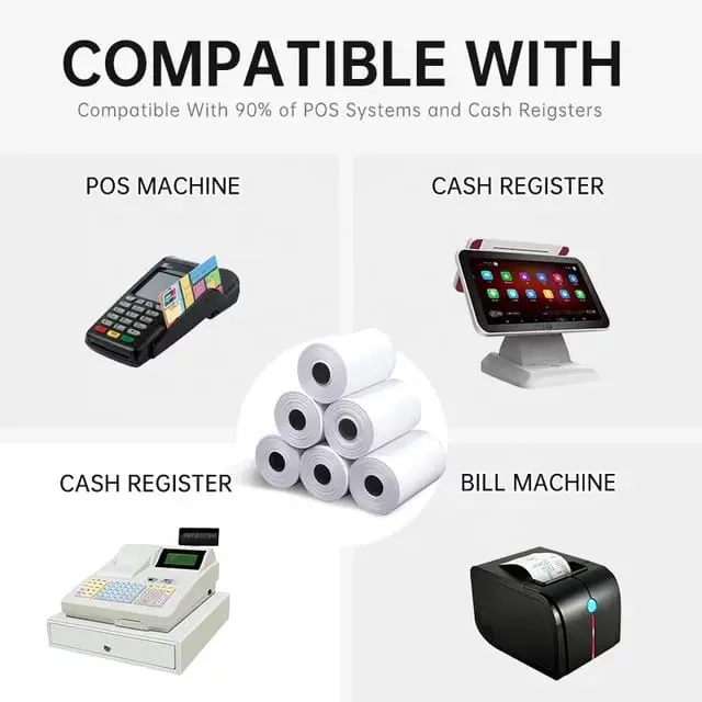 Picture of 78mm x 38mm Thermal Paper Roll for 3-Inch (80mm) Thermal Printer  POS and Receipt thermal Paper – High-Quality, Durable, and Fade-Resistant for Clear and Long-Lasting Printing.(5 Rolls)