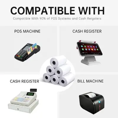 Picture of 78mm x 38mm Thermal Paper Roll for 3-Inch (80mm) Thermal Printer  POS and Receipt thermal Paper – High-Quality, Durable, and Fade-Resistant for Clear and Long-Lasting Printing.(5 Rolls)