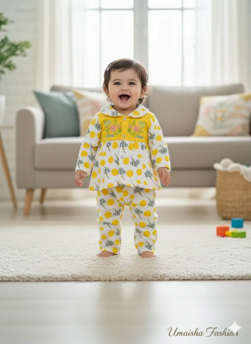 Picture of Baby Girl's Fashionable Beautiful Casual Dress for 3 to 12 Months Old Babies - Winter-Ready Stylish Baby Dress