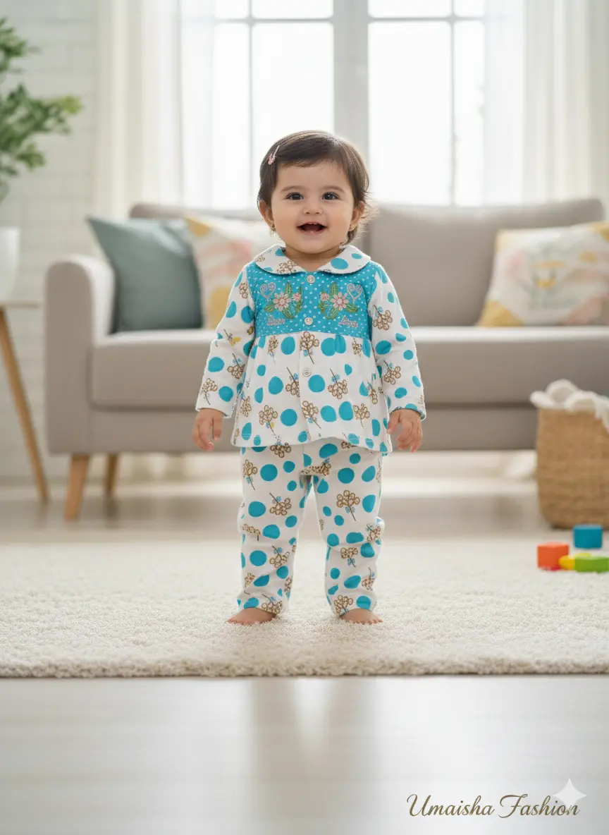 Picture of Baby Girl's Fashionable Beautiful Casual Dress for 3 to 12 Months Old Babies - Winter-Ready Stylish Baby Dress