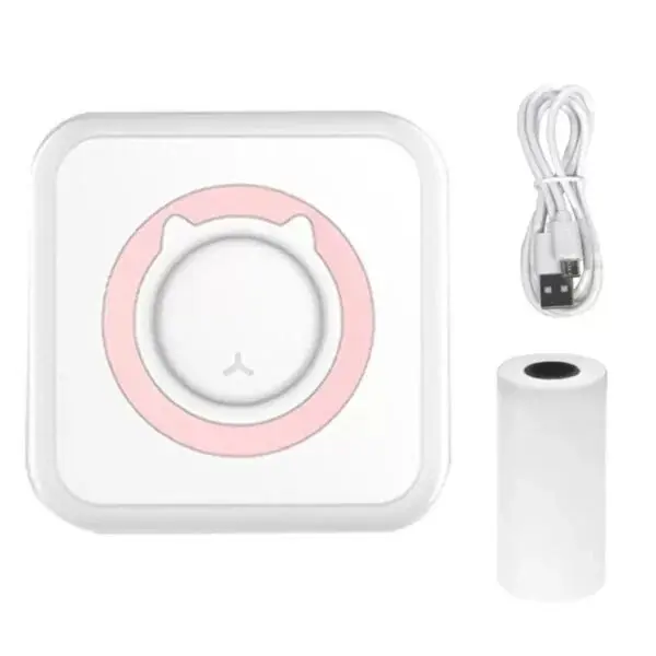 Picture of Mini printer Sadakalo Photo Printer Wireless Bluetooth Thermal Printer Photo Label Sticker Printer, C15(Pink Circle)