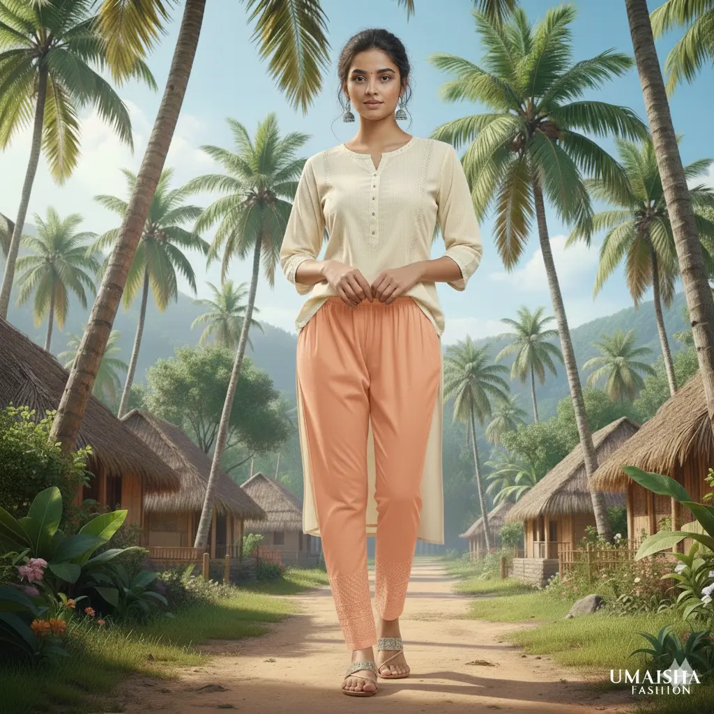 Picture of Soft Linen Party Wear C-Kat Bottom Lata Design Pants Salwar for Teenager Girls Pyjama