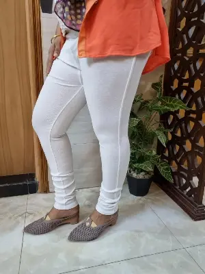 Picture of Winter Special Comfortable Cotton Back Pocket Leggings Ties Pant for woman wide long length leggings