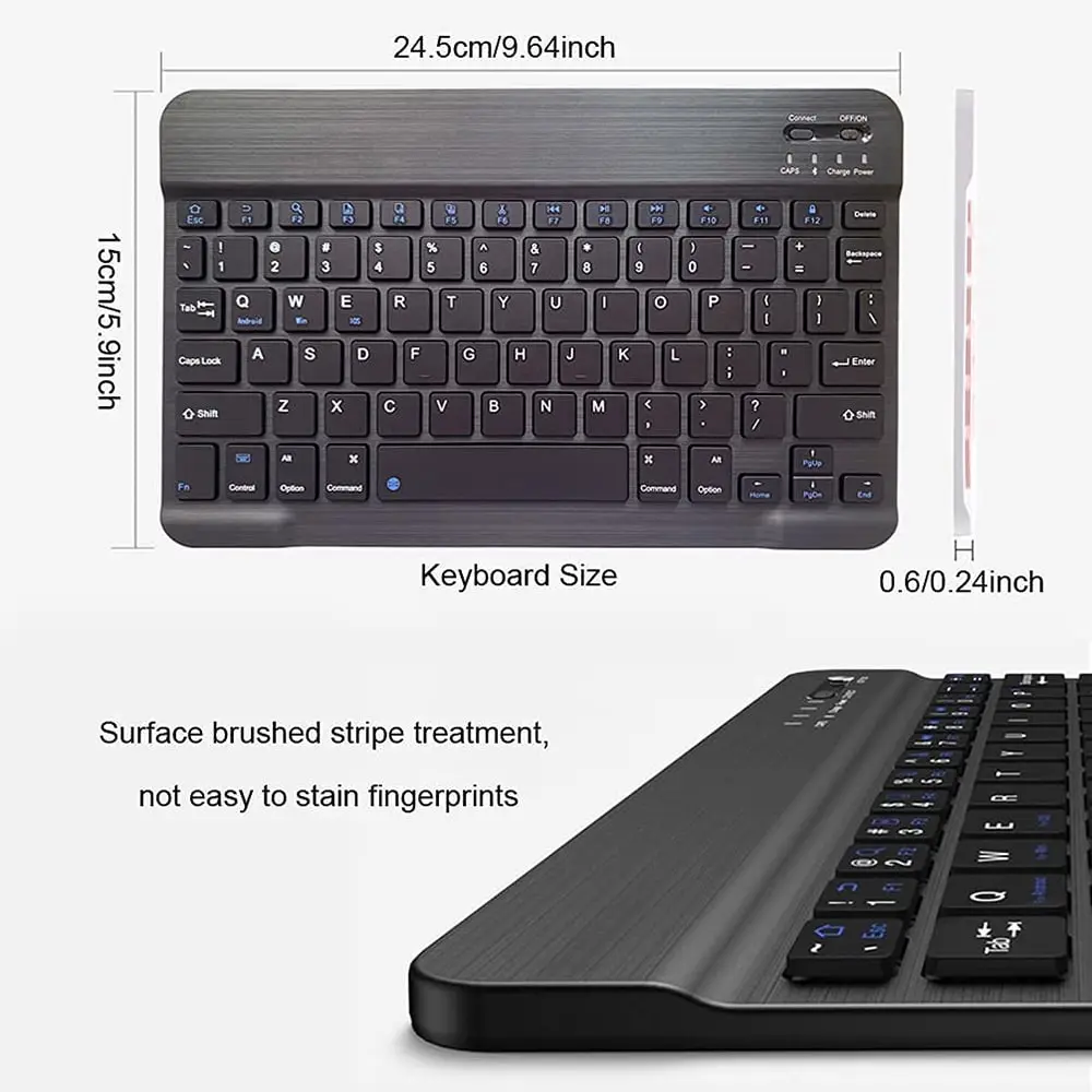 Picture of Wireless Keyboard and Mouse Set: Compact Bluetooth Keyboard (Rechargeable) with Matching Mouse. English Ergonomic Design for a Comfortable Experience on iPad, Tablets, Phones, Laptop, Android, iOS, and Windows(Black)