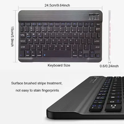 Picture of Wireless Keyboard and Mouse Set: Compact Bluetooth Keyboard (Rechargeable) with Matching Mouse. English Ergonomic Design for a Comfortable Experience on iPad, Tablets, Phones, Laptop, Android, iOS, and Windows(Black)