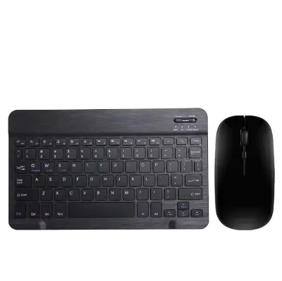 Picture of Wireless Keyboard and Mouse Set: Compact Bluetooth Keyboard (Rechargeable) with Matching Mouse. English Ergonomic Design for a Comfortable Experience on iPad, Tablets, Phones, Laptop, Android, iOS, and Windows(Black)