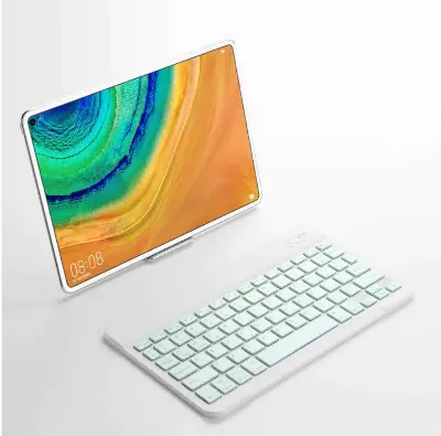 Picture of Wireless Keyboard and Mouse Set: Compact Bluetooth Keyboard (Rechargeable) with Matching Mouse. English Ergonomic Design for a Comfortable Experience on iPad, Tablets, Phones, Laptop, Android, iOS, and Windows(Green)