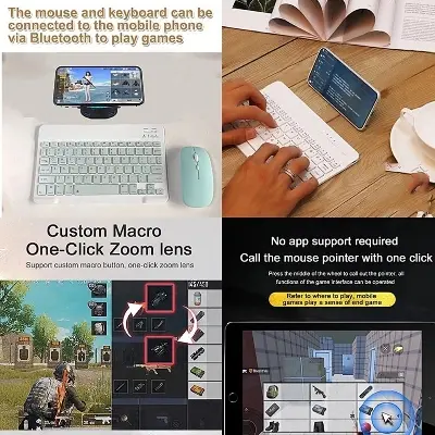 Picture of Wireless Keyboard and Mouse Set: Compact Bluetooth Keyboard (Rechargeable) with Matching Mouse. English Ergonomic Design for a Comfortable Experience on iPad, Tablets, Phones, Laptop, Android, iOS, and Windows(Green)