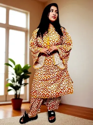 Picture of Fashion and comfort together fita round neck tie style fine cotton 2 pis salwar kamiz for woman কামিজ উইথ সাইট পকেট ফাইন কটন ফ্যাব্রিকের ২ পিছ সেট .