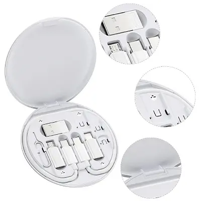 Picture of 5-in-1 Multifunctional Charging Cable Kit - 60W Fast Charging  USB, Type-C, Lightning Compatibility  Travel Office Phone Organizer  Must-Have Accessories - Includes Card Removal Pin(Multicolor)