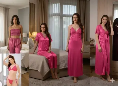 Picture of Women High Quality Exclusive Women's Party Wear Nighty Dresses Fashionable 7 Part Nightdress - Elegant Nightwear, Fashionable Sleepwear.