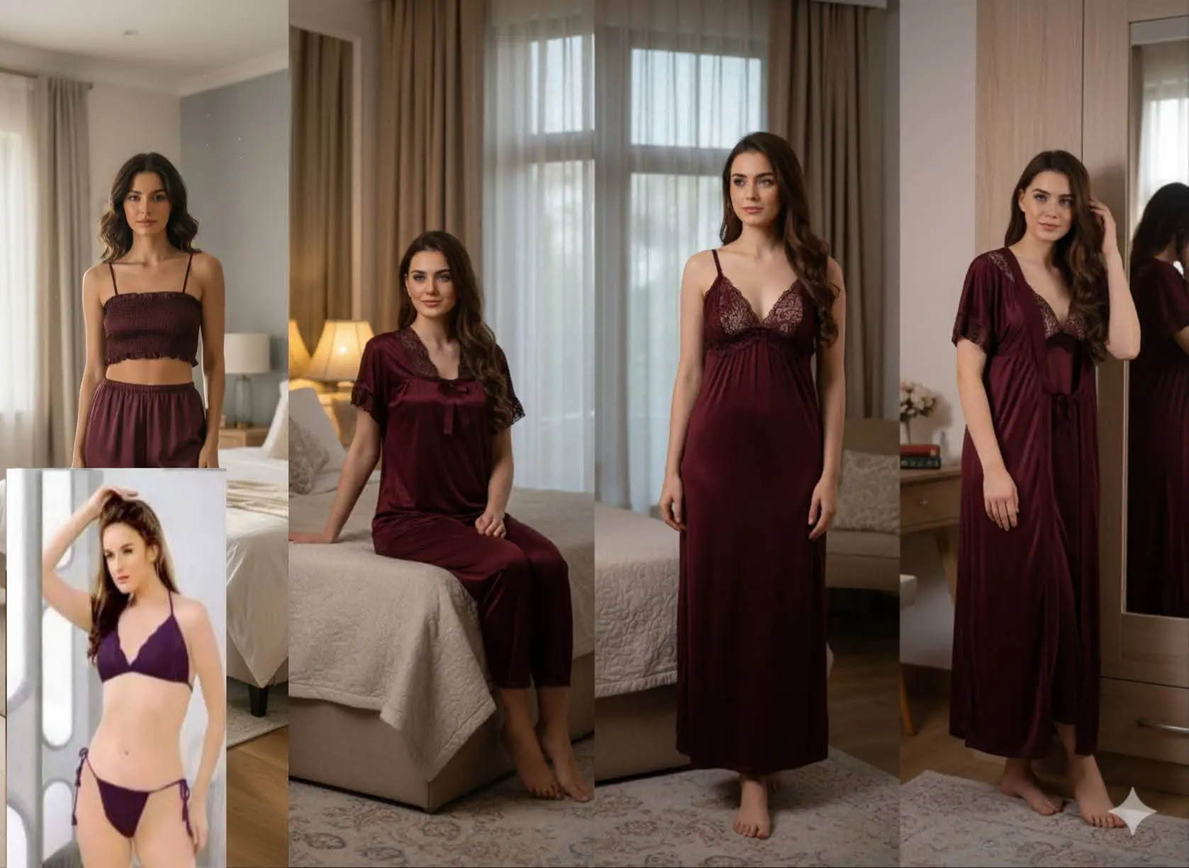 Picture of Women High Quality Exclusive Women's Party Wear Nighty Dresses Fashionable 7 Part Nightdress - Elegant Nightwear, Fashionable Sleepwear.