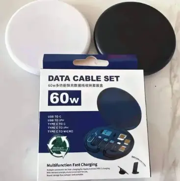 Picture of 5-in-1 Multifunctional Charging Cable Kit - 60W Fast Charging  USB, Type-C, Lightning Compatibility  Travel Office Phone Organizer  Must-Have Accessories - Includes Card Removal Pin(Multicolor)