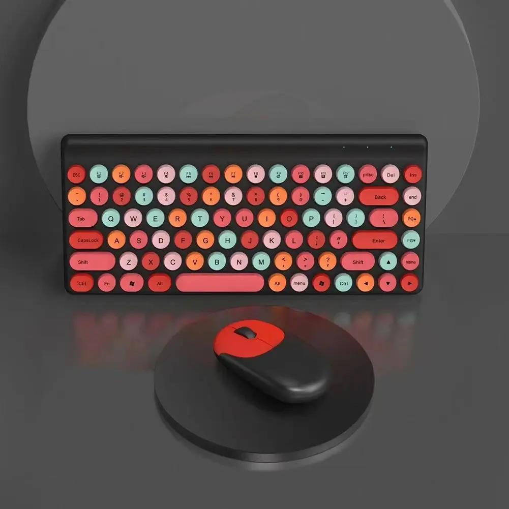 Picture of Wireless Keyboard and Mouse Combo QW02 | Ergonomic Keyboard and Mouse Set | 2.4Ghz USB Wireless Office Keyboard with Multi-Media Function Keys and Number Pad for PC Computer Windows | Wireless Keyboard Mouse Kit Colorful Mechanical Keyboard Set(Black)