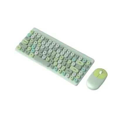 Picture of Wireless Keyboard and Mouse Combo QW02 | Ergonomic Keyboard and Mouse Set | 2.4Ghz USB Wireless Office Keyboard with Multi-Media Function Keys and Number Pad for PC Computer Windows | Wireless Keyboard Mouse Kit Colorful Mechanical Keyboard Set(Green)