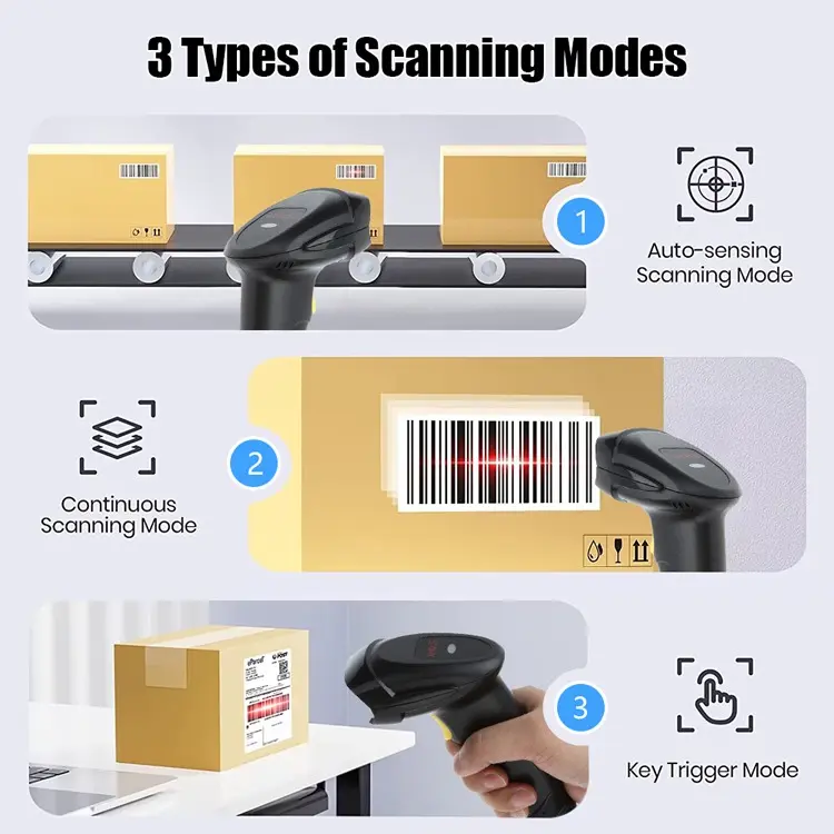 Picture of Barcode Scanner Wired Handheld 1D+2D QR Code Reader Auto Scanning POS Scan for Inventory Scanning from Phone and Computer Screen(8200D-2D-Wired)
