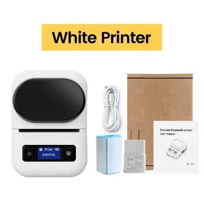 Picture of Label Printer All-In-One Portable POS Pocket Thermal Bluetooth Mobile Printer 58mm For Labeling Tag Name Price Barcode Label Maker,PT-260(White)