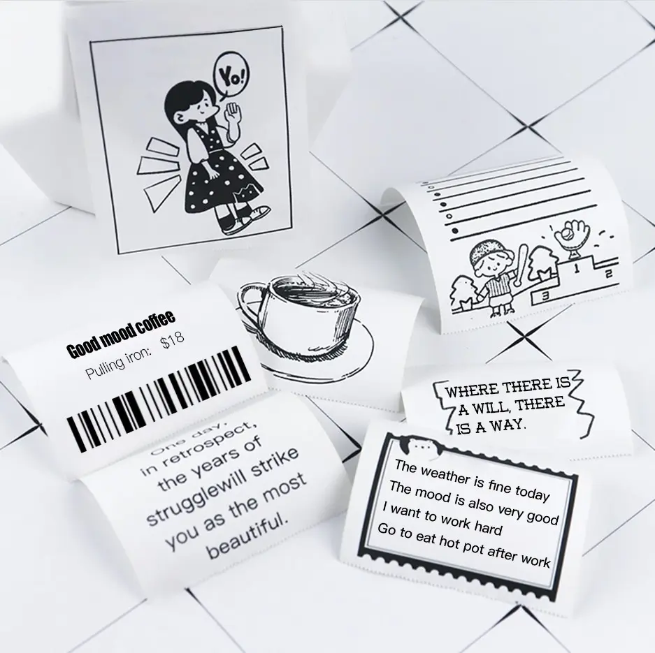 Picture of Portable Label Printer 58mm Bluetooth Printer Mini Printer for Study Notes, To-Do-Lists, Journal Printing, Label Printing, Nadra-X6-3-Roll(White)