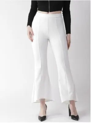 Picture of Jorjet Blend Bootcut Parallel Trouser Pants for Women Regular Fit Pant