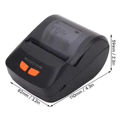 Picture of Portable Thermal Receipt Printer - 58mm POS Printer (2-inch) with USB and Bluetooth Support | Compatible with ESC/POS print commands | works seamlessly with Android, iOS, and Windows | Ideal for shops, small businesses, and restaurants | PT230(Black)