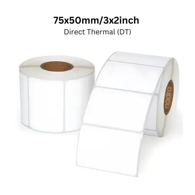 Picture of Barcode Labels | 75x50mm (3x2 inch) - 1000 Labels per Roll | Direct Thermal (DT) Stickers | Smudge-Free, Fade-Resistant, High-Quality Print for Barcode, Shipping, Addressing & Organization | Premium Self-Adhesive Thermal Labels - White(1Roll-1000Labels)