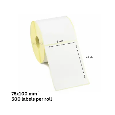 Picture of Shipping Labels DT | 75x100mm (3x4 inch) - 500 Labels per Roll | Direct Thermal Courier Stickers | Fade-Resistant, High-Quality Print for Steadfast, Paperfly Courier Sticker, Addressing & Organization | Premium Self-Adhesive Thermal Labels - White(1Roll-500Labels)