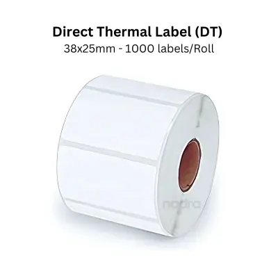 Picture of Barcode Labels | 38x25mm - 1000 Labels per Roll | Direct Thermal (DT) Stickers | Smudge-Free, Fade-Resistant, High-Quality Print for Barcode, Packaging Labels & Tags, Inventory Labels, Addressing | Premium Self-Adhesive Thermal Labels - White(1Roll/1000pcs)