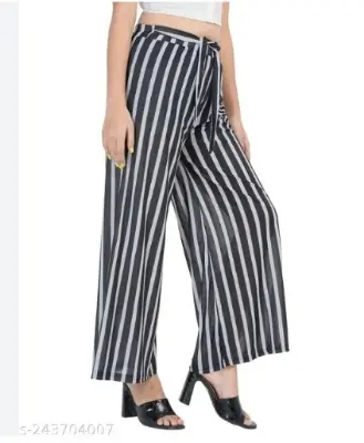 Picture of Cotton Viscose Loose Fit Flared Wide Palazzo Plazo Pants for Women